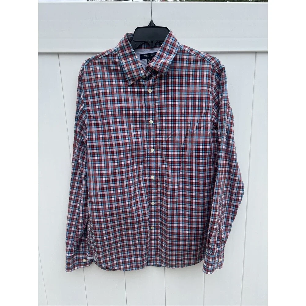 Banana Republic Mens Soft Washed Dress Shirt  Medium 15-15 1/2 Multicolor Plaid